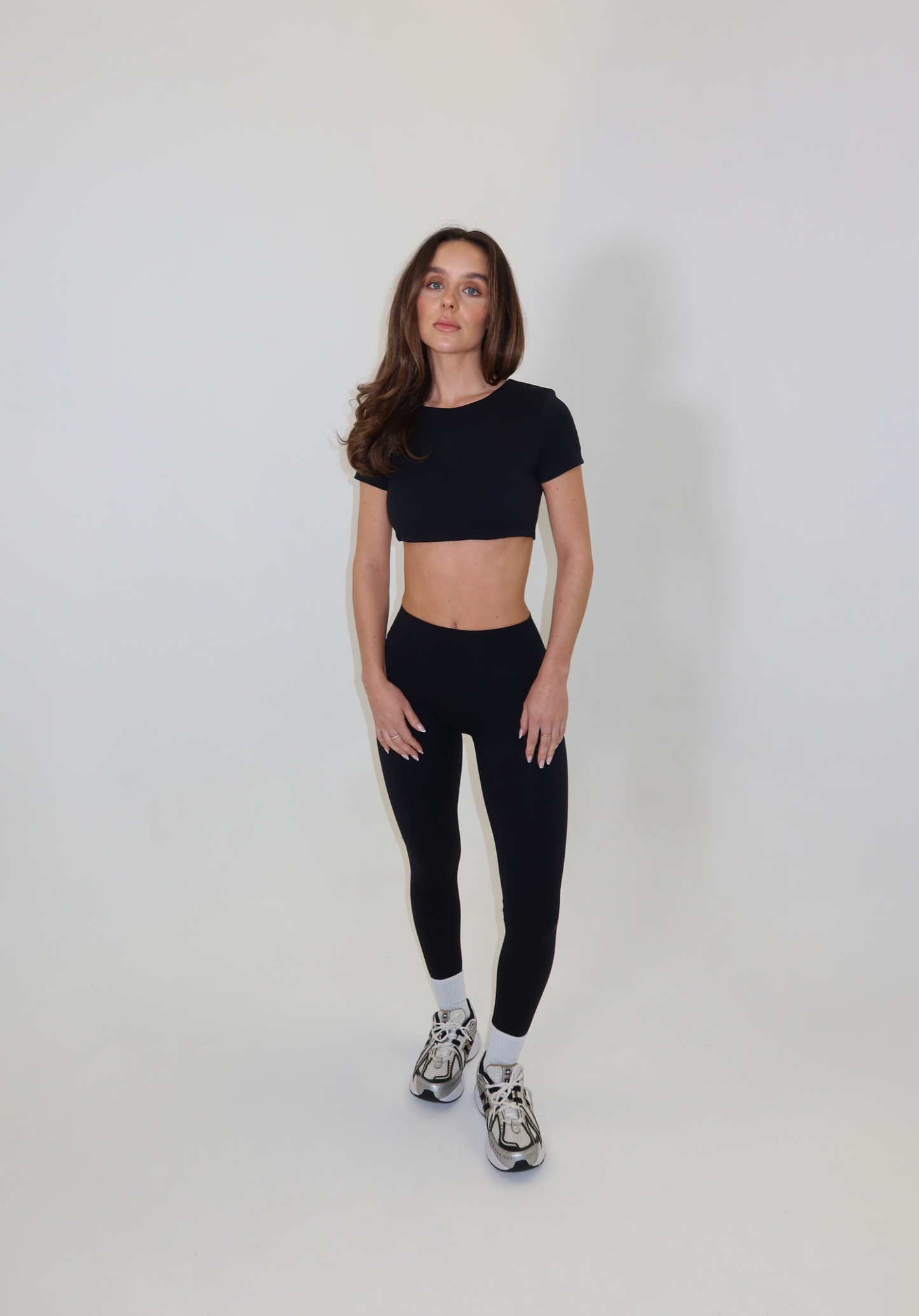 Black cropped sculpt top